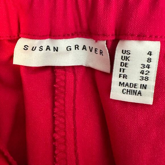 Susan Graver Crop Zip Pants Trousers Dark Pink Womens Size 4 Smooth Front - Picture 9 of 10